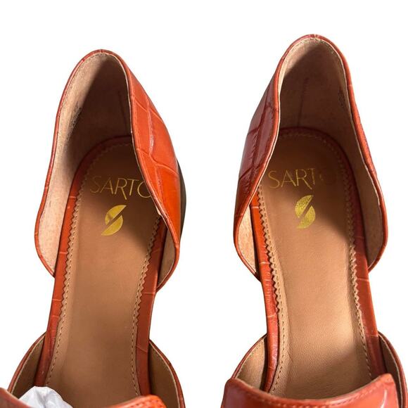 Franco Sarto Burnt Orange Croc Loafers - Picture 4 of 8